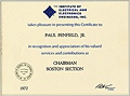 IEEE Boston Chairman Certificate